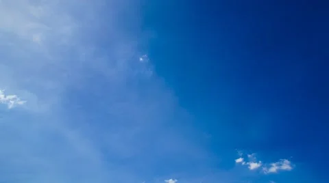 Blue sky and liner cloud slow move pass Stock Footage 68015984