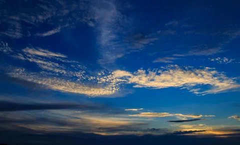 Blue sky and moving clouds Beauty of nature Stock Photos