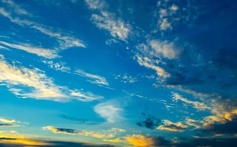 Blue sky and moving clouds Beauty of nature Stock Photos