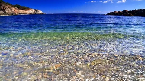 Blue sky and ocean waves Stock Footage 78878033