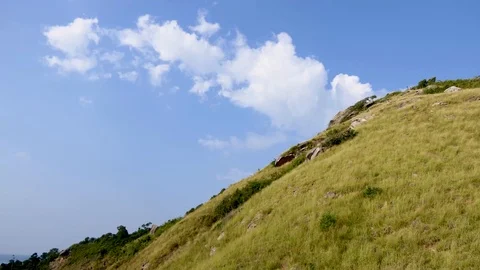 Blue sky and time-lapse clouds on Mountain Stock-Footage 100614553