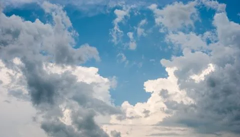 Blue sky and various cloud formations Stock Photos