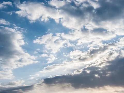Blue sky and various cloud formations Stock Photos