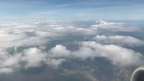 Blue sky and white cloud view from air  plane Stock Footage 130586647