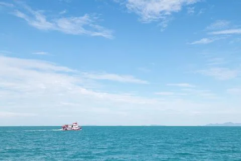 Blue sky and White cloud  on sea Stock Photos