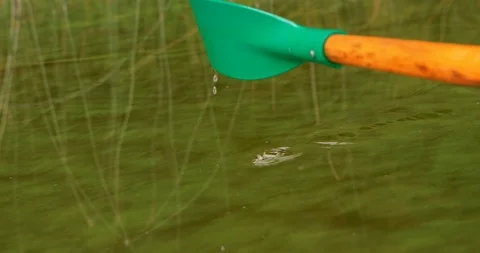 Blue sky and white clouds reflected in the water.  A romantic boat ride. Stock Footage 116014908