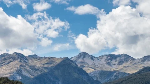 Blue sky and white clouds over alps mountains Time lapse Stock Footage 117251304