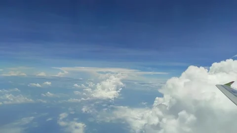 Blue sky and white clouds up close Stock Footage 267854309