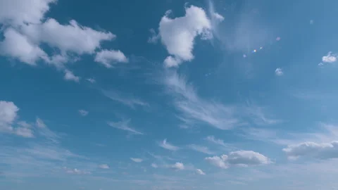 Blue Sky And White Clouds Floated In Sky. Clear Weather For Good Summer Season. Vídeos de archivo 303199767