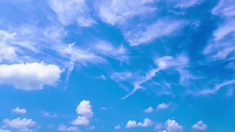 Blue Sky And White Clouds Above Clouds 4K Timelapse Stock Footage 341864384