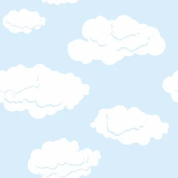 Blue sky and white clouds. Seamless pattern. Vector background 库存插图