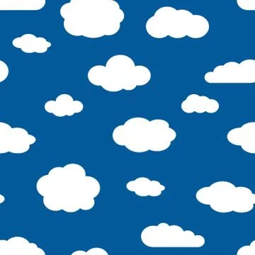 Blue sky and white clouds seamless pattern Stockillustratie