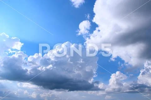 Blue sky and white clouds. heavenly panorama Stock Photos