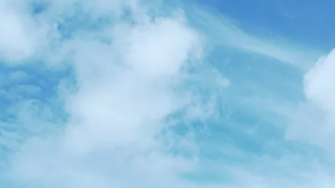 The Blue Sky and White Fluffy Clouds are Cumulus and Delicate Feathery. The Wind Stock Footage 156794522