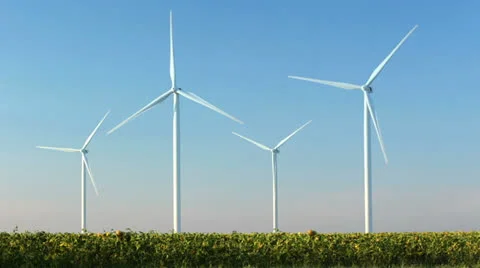 Blue sky and wind power Stock Footage