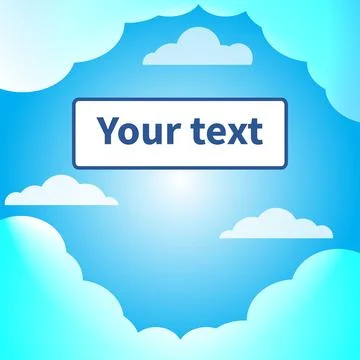 Blue sky backdrop with clouds and banner for text Illustration