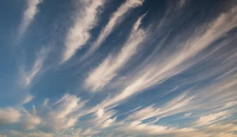 Blue sky background with cirrus clouds, clouds pattern Stock Photos