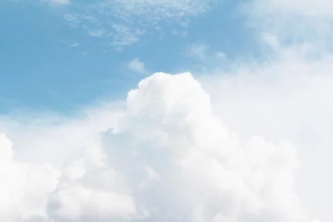 Blue sky background with clouds and copy space. Stock Photos