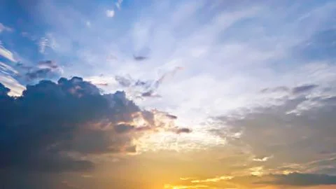 Blue sky background with clouds. Environment of the day in the morning. Stock Photos