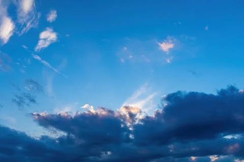 Blue sky background with clouds. Stock Photos