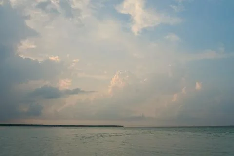 Blue sky background with clouds on sunrise Stock Photos