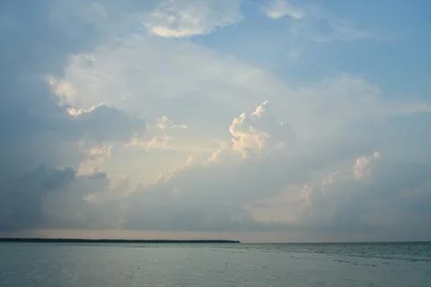 Blue sky background with clouds on sunrise Photos