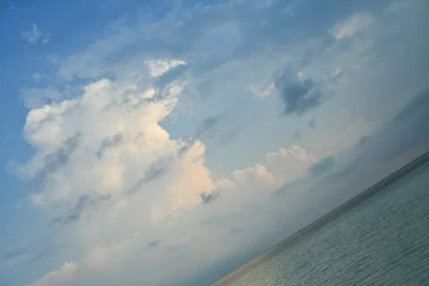 Blue sky background with clouds on sunrise 写真素材