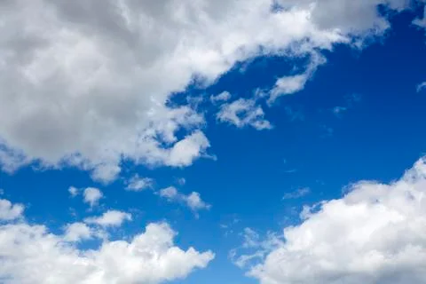 Blue sky background with clouds view. Nature photo. Stock Photos