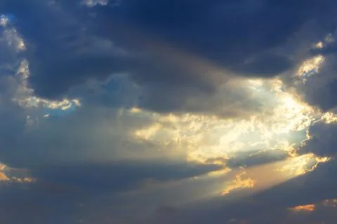Blue sky background with dark clouds sunset Stock Photos