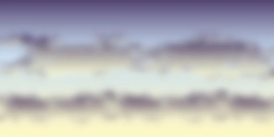 Blue sky background with fluffy clouds at sunset vector Illustrazione stock