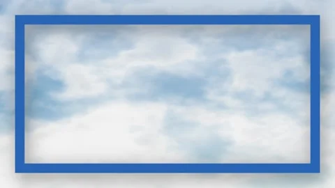 Blue Sky Background with Moving Clouds and Rectangular Border Frame Stock Footage 335909160
