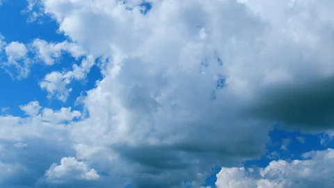 Blue Sky Background With Tiny Clouds. White Clouds In Blue Clean Bright Sky 動画素材 260454434