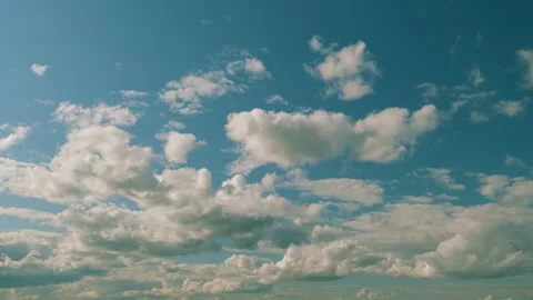 Blue Sky Background With Tiny Clouds. White Clouds In Blue Clean Bright Sky 動画素材 262997206