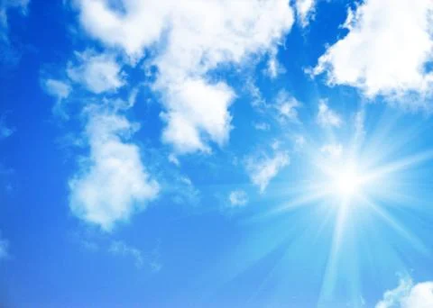 Blue sky background with tiny clouds Stock Photos