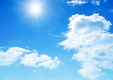 Blue sky background with tiny clouds Foto stock