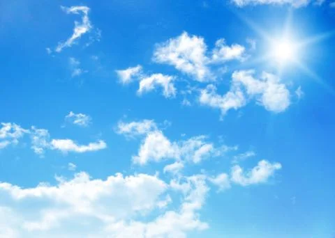 Blue sky background with tiny clouds Stock Photos