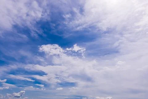 Blue sky background with tiny clouds Stock Photos