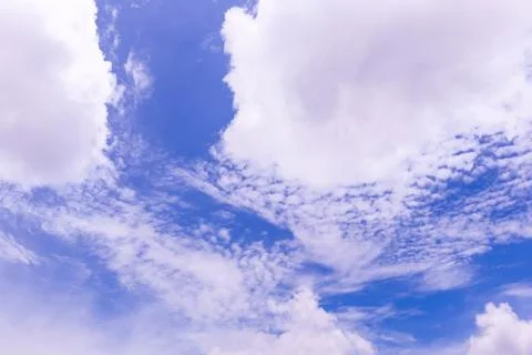 Blue sky background with tiny clouds Stock Photos
