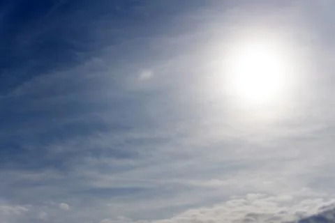 Blue sky background with tiny clouds Stock Photos