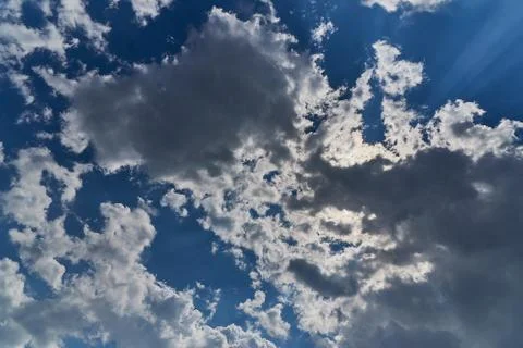 Blue sky background with tiny clouds Stock Photos