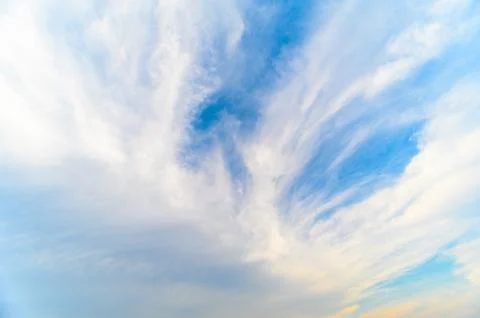Blue sky background with tiny clouds Stock Photos