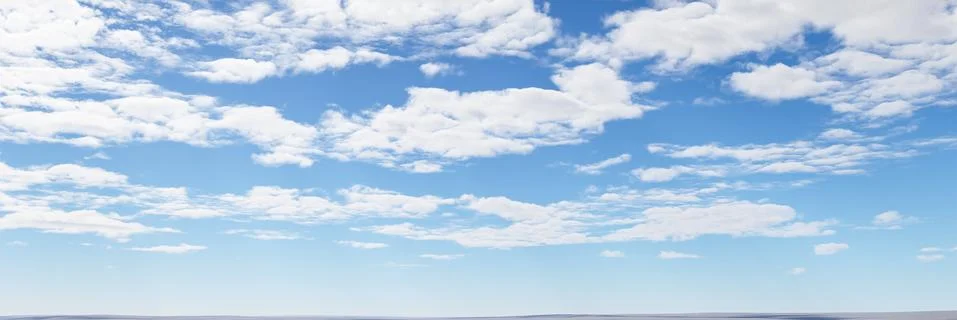 Blue sky background with tiny clouds. panorama Stock Photos