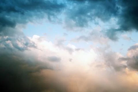 Blue sky background with tiny clouds Stock Photos