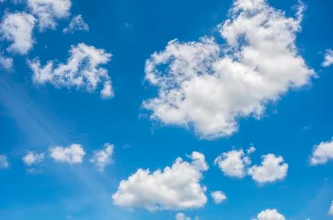 Blue sky background with tiny clouds. Stock Photos