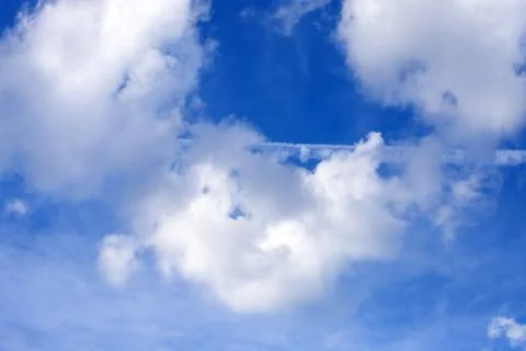Blue sky background with tiny clouds  in summer season 写真素材