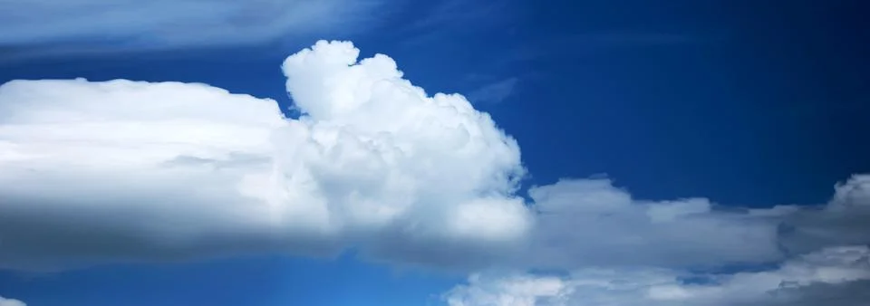 Blue sky background with tiny clouds. panorama Stock Photos