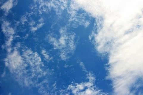 Blue sky background with tiny clouds 스톡 사진