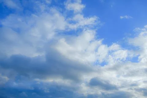 Blue sky background with tiny clouds in the afternoon Stock Photos