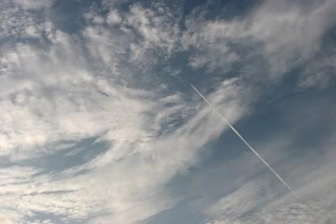A blue sky background with tiny clouds. panorama Foto stock