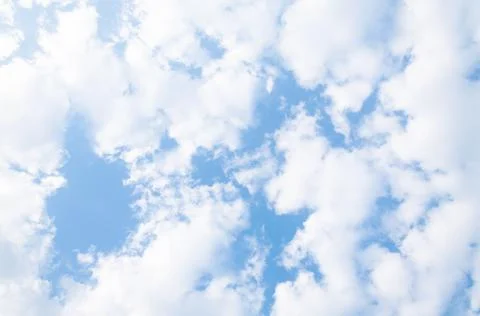 Blue sky background with tiny clouds, Cloudy blue sky abstract background Foto stock